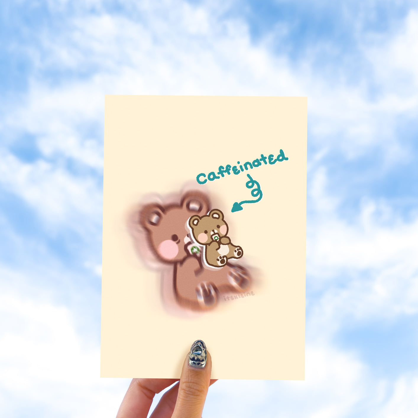 Overly Caffeinated Bear Print
