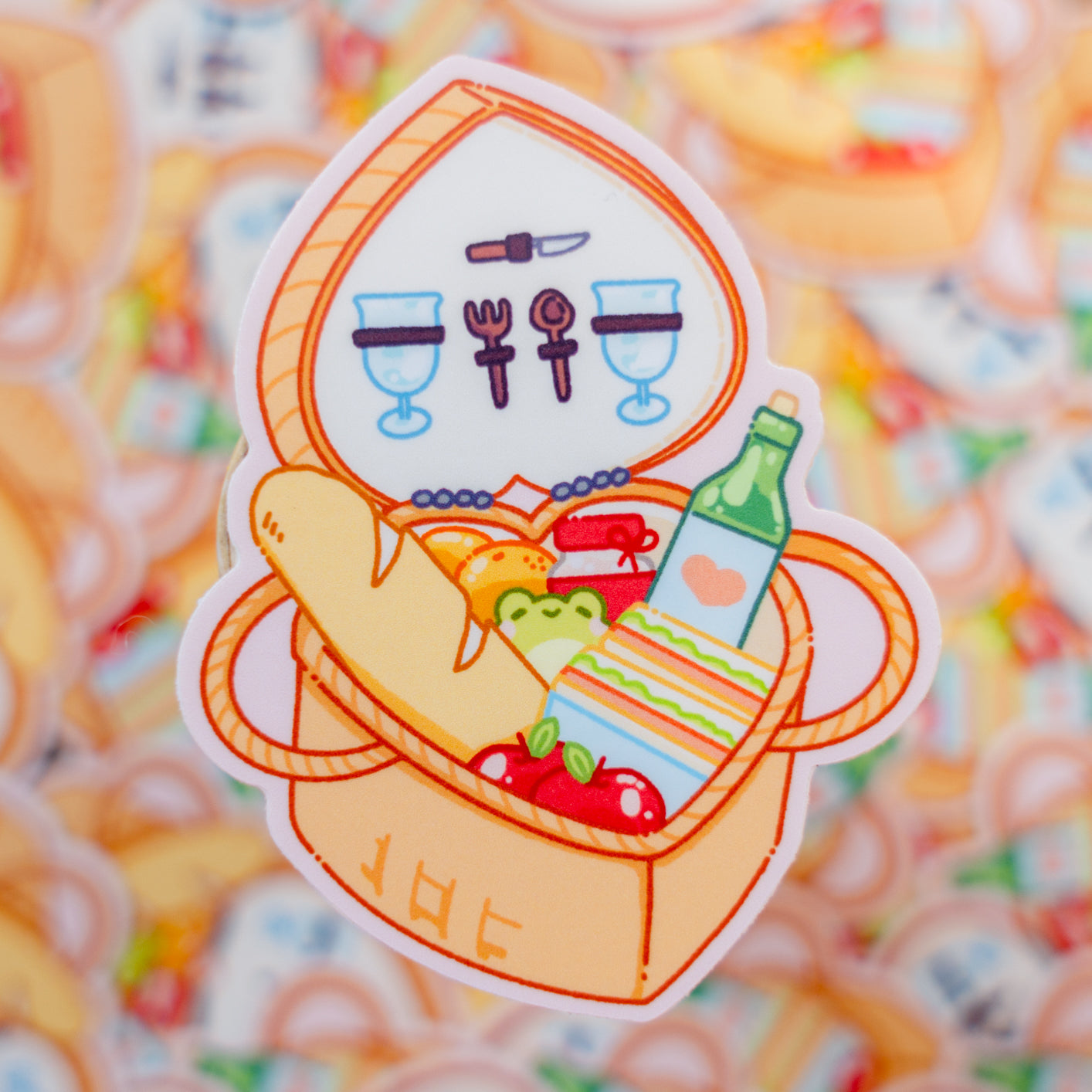 Picnic Basket Froggy Die Cut Sticker