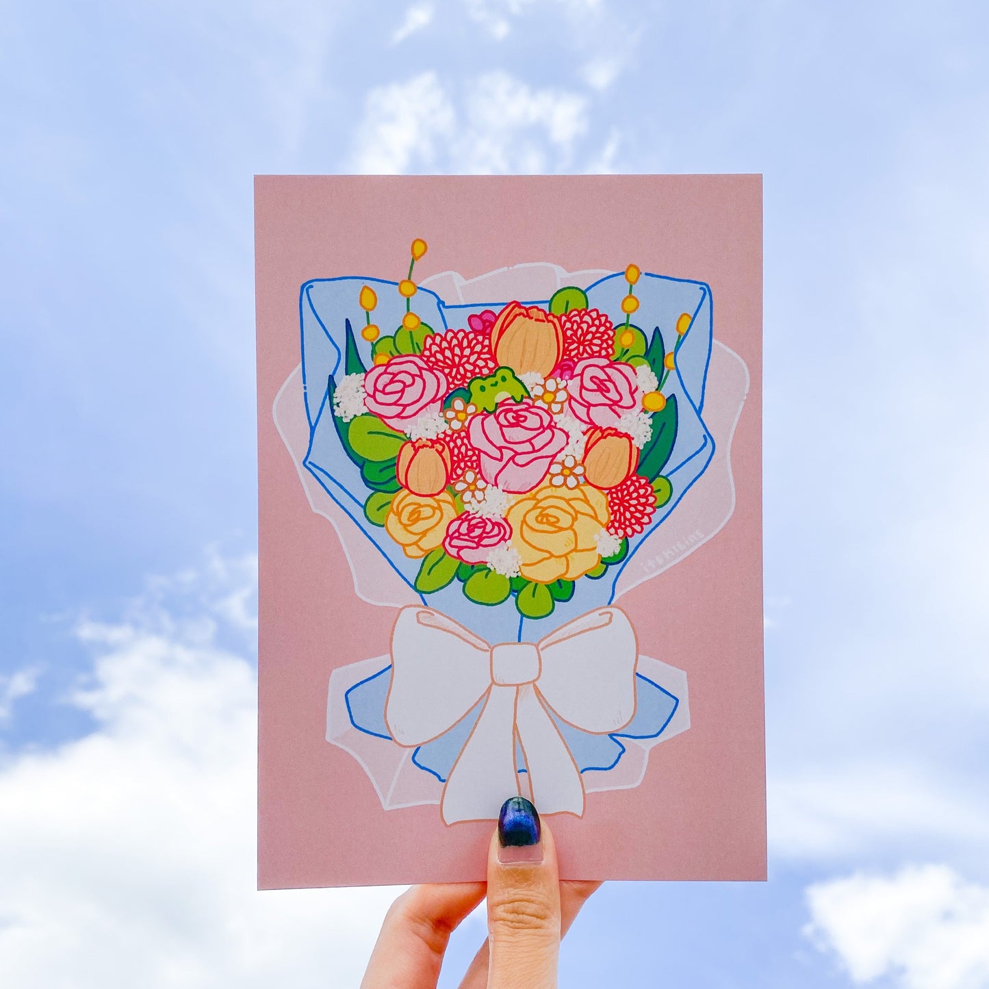 Froggy Bouquet Print