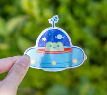 Load image into Gallery viewer, Holo Space Frog Die Cut Sticker