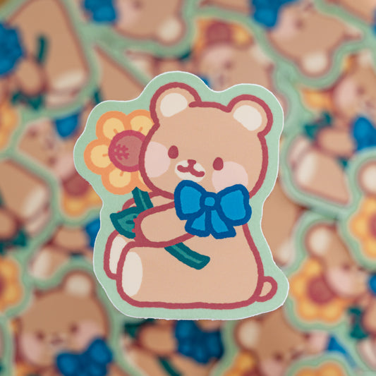 Sunflower Bear Sticker