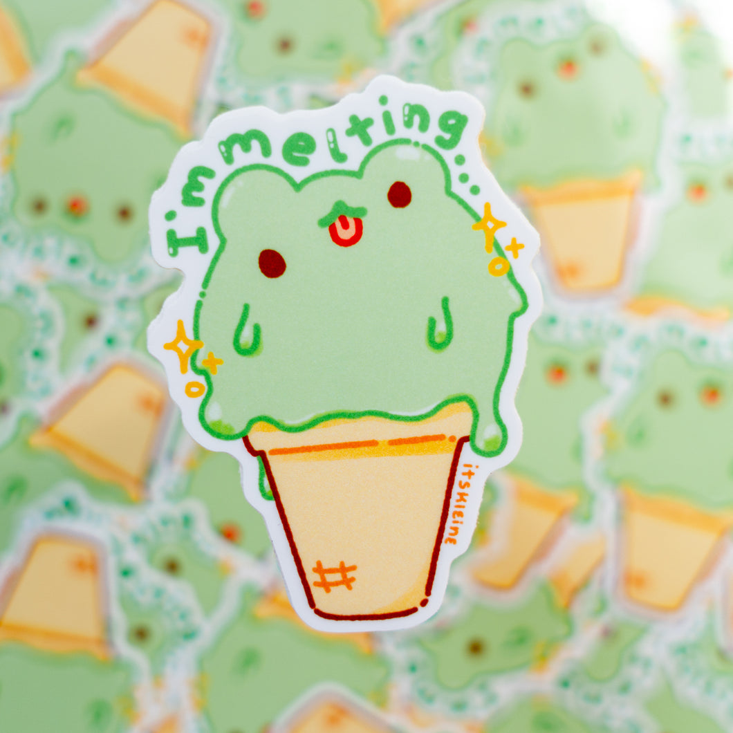 Crying Frog Ice Cream Die Cut Sticker
